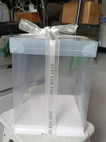 1 Set White Transparent Birthday Gift Box, Party Gift Packaging Box, Thickened PET Material Single Layer / Double Layer / Triple Layer Gift Storage Box (Random Ribbon Included); Suitable For Birthday Party, Wedding, Flower Bouquet Packaging, Collection Dust-Proof Display, Gift Packaging; Can Be Used For Halloween, Christmas, Mother's Day, Thanksgiving; Birthday Gift Box, Men's 18th Birthday Gift - White - View 12