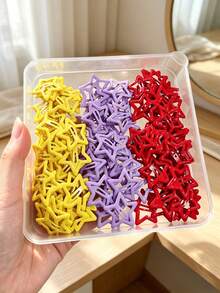 200pcs/100pcs/50pcs/20pcs Women's Colorful Star-Shaped Hair Clips, BB Clips, 3cm/1.18in, Multiple Colors Available, Cute Side Clips, Girls Decorative Hair Clips, Small Delicate Hair Clips, Holiday, Party, Play, School, Daily Outfit Matching Hair Accessories - Multicolor - View 4