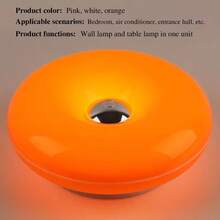 1pc Orange Donut LED Table Lamp, Night Camping Atmosphere Light, Touch Switch . Three-Color Dimmable USB Rechargeable, ABS Lampshade, Suitable For Bedroom, Living Room, Dining Room, Office Home Decor, Adjustable Brightness - Multicolor - View 9