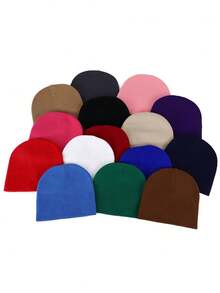1pc Women's Solid Color Y2K Hip Hop Knitted Beanie, Double Layer Warm Neutral Fashion Casual Brimless Hat, Suitable For Daily Street Punk Style - Multicolor - View 5