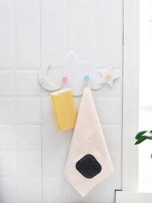 1pc Cloud Shaped 4-In-1 Moon & Star Wall Hook, Multicolor Decorative Wall Pegs, Adhesive Sticker, Children's Room & Nursery Decor Storage Rack - Multicolor - View 6