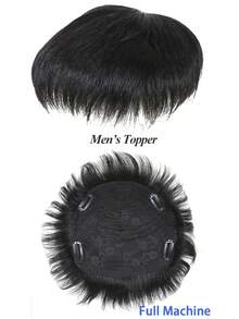 Men's Topper Hairpiece Real Human Hair Clip In Hair Pieces For Covering White Loss Hair Toupee 16x18cm Machine Made Natural Hair Style - Natural Black - View 5