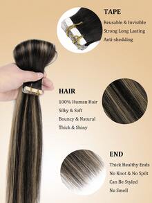 JIAMEISI Tape In Hair Extensions Human Hair, Ombre Nature Black To Golden Blonde Real Human Hair Tape In Extensions 20Pcs Tape Ins Human Hair Extensions For Women Seamless Tape In Hair Extensions Remy Human Hair - S1B/1B/16 - View 3