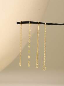 1PC 925 Sterling Silver Dangle Chain Attachment Beaded Nose Chain Double/Triple Layer Chain Connector Dangle Helix Cartilage Chain Accessory - Gold - View 6