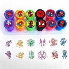 MONASHOP 5000pcs Cute Spider‑Man Mini Stamp Set, 12 Designs Drawing Coloring Stationery, Teacher Classroom Reward Stamps, Back‑To‑School Party Prizes - A - View 5