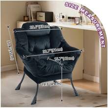 Lazy Chair, Relaxing Chair With Metal Frame And A Side Pocket, Simple Style Comfy Chairs For Bedrooms Living Room Balcony - 黑色 - 查看 5