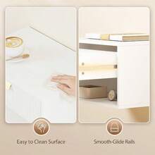 Modern Floating Wall Mounted Bedside Tables With Fluted Drawer For Bedroom And Living Room - White - View 8