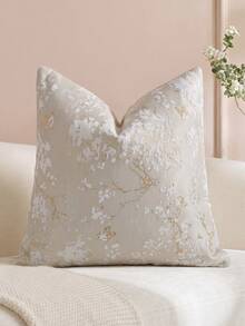 1PC/2PCS Vintage Butterfly Pillow Case, Natural Chenille Floral Pattern Rectangular Pillow Case, Soft & Luxurious, Neutral Tone Accents, Suitable For Living Room And Bedroom Use - Apricot - View 4