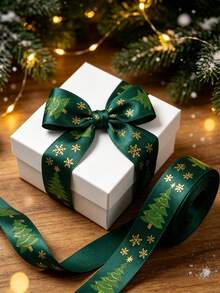 Christmas Green Red Ribbon With Merry Christmas Santa 5 Yards, Christmas Satin Ribbons For Gift Wrapping Hair Crafts Bows Making Tree Ornaments, Wreaths, Garlands, DIY Crafts - Multicolor - View 7