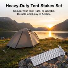 10Pcs High Strength Carbon Steel Hook Shaped Extended Tent Pegs Outdoor Camping Stakes For Garden Grass Various Terrains - Silver - View 4