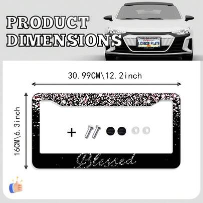 1Pc Shiny Aluminum License Plate Frame 12.2x6.3inch,Universal License Plate Frame / With Installation Accessories,Stylish Car Decor Cover License Plate, Car Accessories, Motorcycle Accessories,Fall Decor,Car Accessories>Essentials,Car Picks