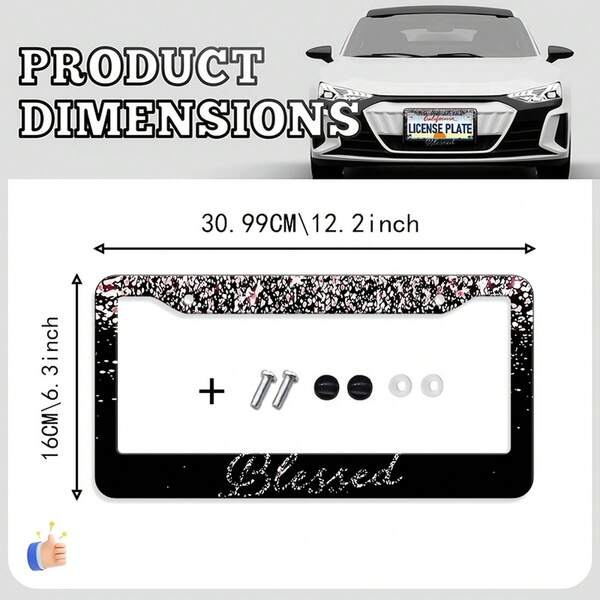 1Pc Shiny Aluminum License Plate Frame 12.2x6.3inch,Universal License Plate Frame / With Installation Accessories,Stylish Car Decor Cover License Plate, Car Accessories, Motorcycle Accessories,Fall Decor,Car Accessories>Essentials,Car Picks