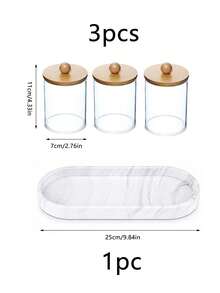 Set Kotak Penyimpanan Kamar Mandi 1/2/3/4 Buah: Wadah Penyimpanan Kapas Transparan 3 Buah (Dengan Baki Silikon Oval), Cocok untuk Menyimpan Kapas, Bola Kapas, dan Tusuk Gigi, Juga Berfungsi sebagai Kotak Penyimpanan Meja Rias atau Kotak Penyimpanan Kosmetik - MultiWarna - View 14