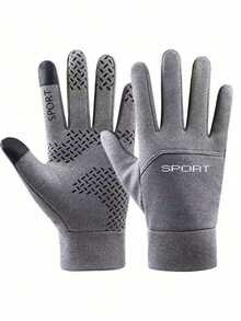 1 Pair Unisex Winter Outdoor Sports Cycling Warm Gloves, Letter Decor, Windproof, Waterproof, Warm Lining - Multicolor - View 12