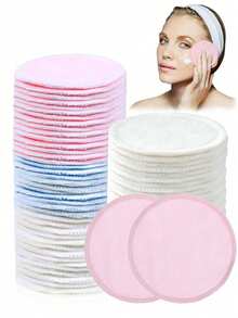 8/5/1pc Facial Cleansing Makeup Remover Pads, Soft And Comfortable, Suitable For Facial Cleansing, Washable And Reusable, Multiple Colors Available - Multicolor - View 1