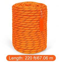 Dual-Weave Polyester Cord, 1/2 Inch X 220 Feet, 48-Strand, 8000 LBS Tensile Strength, Multi-Use Outdoor Rope For Camping, Swinging, Rappelling, And Rescue, Orange/Black - 1/2 Inch X 220 Feet - View 9