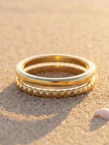2Pcs Minimalist Gold Toe Rings Smooth & Triangle Textured Design ...