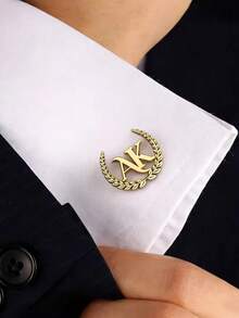1 Pair Customized Letter Stainless Steel Wheat Ear Cufflinks, Suitable For Daily And Important Occasions, Exclusive Gift For Boyfriend, Husband, Father, Father's Day Jewelry Gift, Personalized Creative Fashion Minimalist DIY Private Custom Holiday Celebration Birthday Gift - Multicolor - View 2