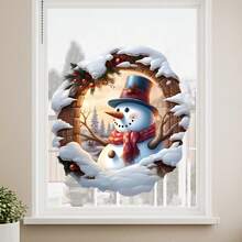 聖誕 3D 破牆效果雪人聖誕老人馴鹿裝飾牆貼 窗戶客廳房間背景牆美化 PVC 貼紙 聖誕派對裝飾 自黏式牆貼 - 多色1件 - 查看 7