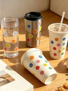 1200pcs (10 Sheets)/Set Happy Smiling Face Self-Adhesive Graffiti Stickers, Round Colorful Reward Labels, 10 Styles Happy Smiling Face PVC Waterproof Encouragement Stickers - Multicolor - View 2