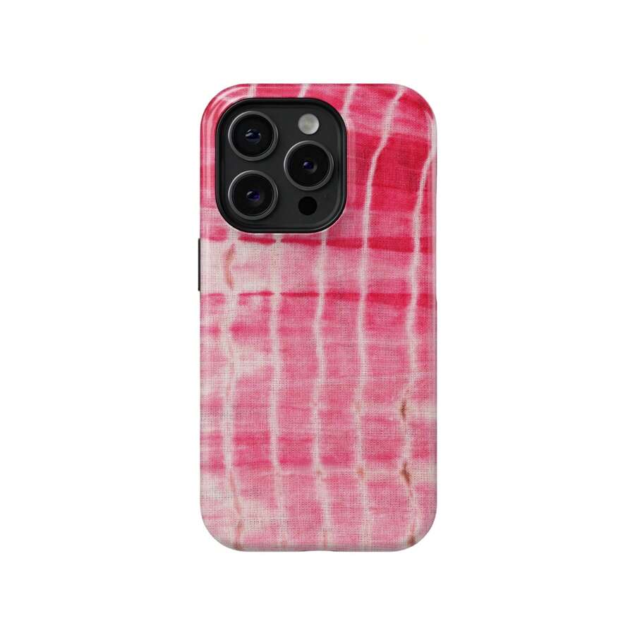 桃粉色紮染格紋手機殼,適用於 iPhone 17 16 15 14 13 12 11 Pro Max - 粉色 - 查看 1