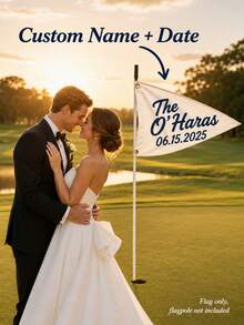 Customized Golf Wedding Flag | Personalized Wedding Gift | Personalized Surname And Established Date Golf Flag, Golf Themed Wedding Decor, Customized Newlywed Golf Keepsake, Golf Course Wedding Photo Prop And Reception Sign, Bridal Shower Gift - Multicolor - View 1