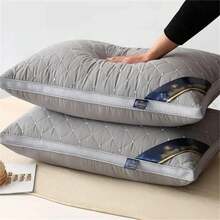 Almohada ortopédica para soporte del cuello y ayuda para dormir, alta elasticidad, núcleo no colapsable, almohada individual para estudiantes, adecuada para uso en casa/dormitorio/hotel. - Gris - Ver 7