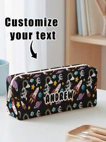 1pc Customized Name Corduroy Pencil Case, Can Be Customized According To Your Unique Design, Perfect For Children To Store Pencils, Print Your Own Name Or Print Your Sister's And Classmates' Names As Gifts To Give To Others - Multicolor - View 4