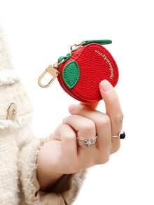 CHARM INFINITE Lovely Apple Fruit Keychain Mini Coin Purse, Lychee Grain Zipper Storage Bag, Sweet Backpack Charm Ornament For Girls Birthday Holiday Party Gift - Multicolor - View 8