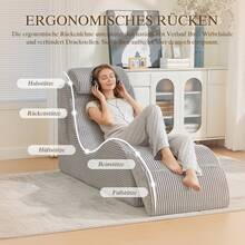 Modern Leisure Armchair With A Unique Design, Ergonomically Shaped, Made Of Highly Elastic Compression Foam. Removable Seat Cushion And Side Pocket For Comfortable Sitting In Everyday Life. Light Gray, 160 X 66 X 90 Cm - Light Grey - View 6