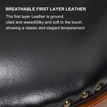 Cow Top Leather Wooden Bar Stools, 360 Degree Swivel Bar Height Chair With Backs For Home Kitchen Counter, Morden Chair Barstools - 黑色 - 查看 6
