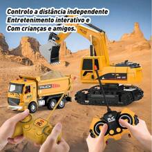 2-In-1 RC Remote Control Excavator Toy Construction Vehicle Yellow - Yellow - View 3