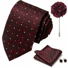 AlanKing Polka Dot Design Men's Tie Set, Luxury Gift Box, Perfect For Business Meetings And Formal Weddings - Multicolor - View 7