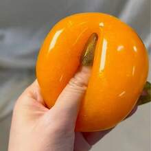 Brinquedo Squishy Realista de Sorvete de Caqui, Bola de Estresse Macia e Apertável, Acabamento Laranja Brilhante com Caule Verde, Adequado para Decoração de Mesa, Relaxamento no Escritório e Presente, Brinquedo Sensorial Fidget ASMR para Adultos com Som Nítido - Multicolorido - Visão 1