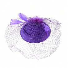 1pc Vintage Elegant Veil Hair Accessory With Feathers And Mesh, Suitable For Bridal Photography And Themed Party Headpiece - A - View 9