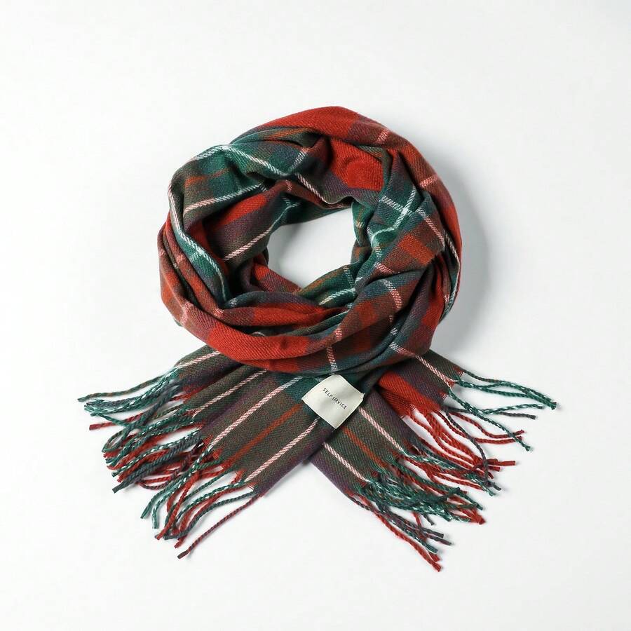 1pc Universal Multicolor Plaid New Style Versatile Casual Scarf Suitable For Autumn/Winter - Christmas Red Plaid - View 1