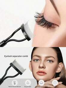 2-In-1 Eyelash Comb & Separator, Portable Metal Tooth Eyelash Brush, Dual-Ended Mascara Brush Head For Makeup And Grooming - Multicolor - View 5