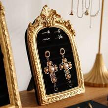 Vintage Resin Scroll Velvet Jewelry Storage Rack, Vintage Picture Frame Scroll Ring Tray, Necklace And Earring Display Prop, Home Decor Art, Holiday Gift, Jewelry Tower, Earring Holder, Jewelry Storage, Classic Jewelry Prop, Vintage Design - Multicolor - View 15