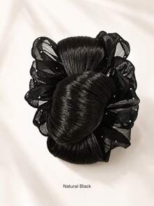 topshiny 1pc Fluffy Messy Bun Hair Extension With Claw Clip, Butterfly Mesh Bun Hair Piece, Voluminous Low Bun Updo Wig For Women - Multicolor - View 7
