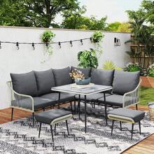 Six-Piece Rattan Strong Garden Sofa Set - Brown/Grey - T0001-01-7798 - View 9