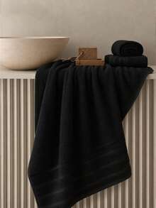 1pc/2pcs Luxury Bamboo Fiber Towel Set – Soft, Fluffy, Highly Absorbent, 2-Piece Set Includes Bath Towel And Hand Towel, Perfect For Bathroom, SPA, Gym, Hotel Quality - All Black - View 7