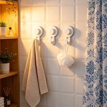 Shower Suction Cup Hooks, 33 Lbs Weight Capacity, Plastic Material. These Modern Shower Suction Cup Hooks Are Suitable For Kitchen And Bathroom Walls, Glass And Mirrors - Creamy White - View 4