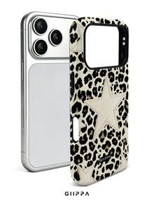 GIIPPA 1pc Leopard Print Base With White Star Pattern Design, Phone 17 Pro Max Phone Case, Compatible With Phone 16 Pro Max, 15 Pro Max, 14 Pro Max, Korean High-End Fashion Fun Phone Case, Compatible With 11/12/13/14/15/16 Pro Max Plus, Elegant Design Suitable For Men And Women, Perfect Gift For Girlfriend On Christmas, Valentine's Day, Easter, Wedding Season And Birthday! - White - View 3