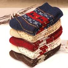 5 Pairs Christmas Autumn/Winter Cute Reindeer Thickened Warm Comfortable Soft Mid-Calf Socks - Multicolor - View 8