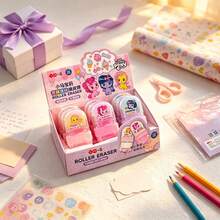 1 pièce Gomme à rouler en forme de sucette mignonne avec un motif de poney de dessin animé imprimé dessus. Le design à rouler collecte proprement les copeaux de gomme pour garder le bureau propre. Cadeau de papeterie mignon pour les élèves de l'école primaire. - Multicolore - Voir 2