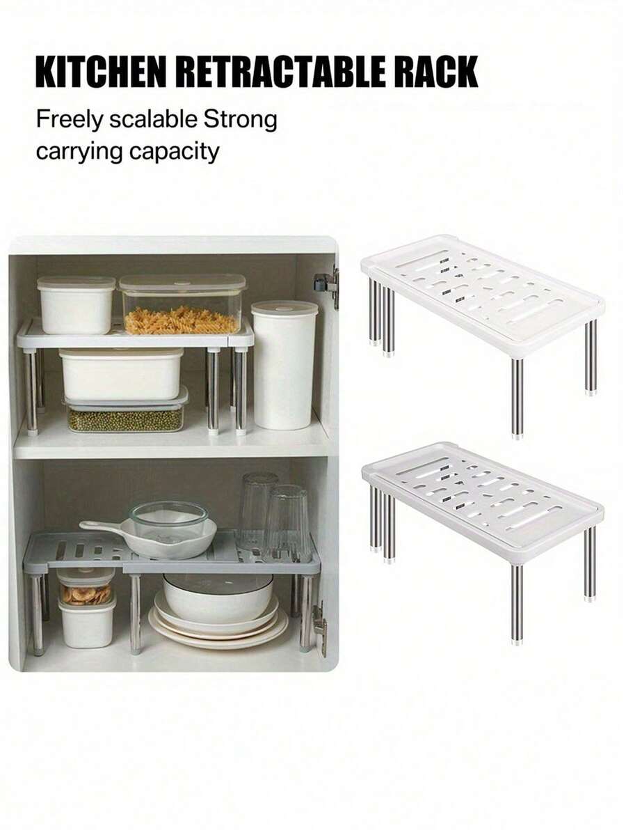 1 pieza Estantería de almacenamiento de cocina expandible, organizador desmontable y extensible, estantería multifuncional debajo del fregadero, divisor de armario, estantería de armario, estantería de baño, estantería compacta ajustable y ahorradora de espacio para cocina, sala de estar, dormitorio, puede almacen - Ver 1