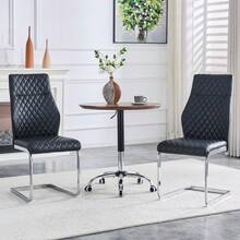[Set Of 2] Black Diamond Pattern Dining Chair: High Back And Comfortable Seat Cushion, Silver Metal Frame Non-Slip And Robuste, Suitable For Restaurants Etc, 43 X 63 X 100 Cm - Black - View 3