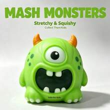 Mash Monsters Squishy Toy, Green One-Eyed Monster Smusher Squishy Slow Rising Soft TPR Squeeze Stress Relief Toy, Anti-Anxiety Fidget Sensory Toy For Kids Adults Halloween Party Gift - Multicolor - View 2