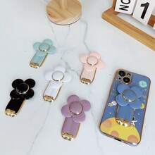 Light Luxury Gold-Rimmed Floral Push-Pull Phone Stand, Multi-Color Extendable Foldable Adhesive Phone Accessory, Fashionable Holiday Gift - Multicolor - View 4