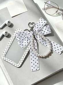 Polka Dot Card Holder With Bow Pearl Keychain,Y2k Photocard Holder, Cute Id Card Protector,Stylish Bag Pendant,Personalized Card Holder, Students Gift - Multicolor - View 10